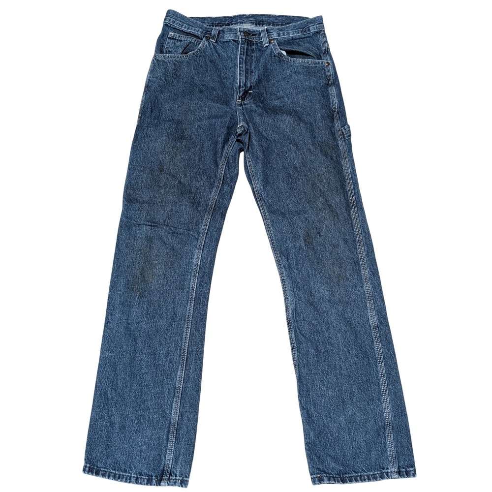 Key Carpenter Jeans Mens 30x34 Blue Denim Workwear Utility Hammer Loop Straight
